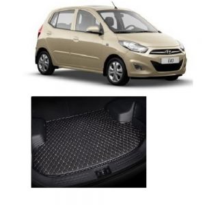 7D Car Trunk/Boot/Dicky PU Leatherette Mat for i10 Old  - Black